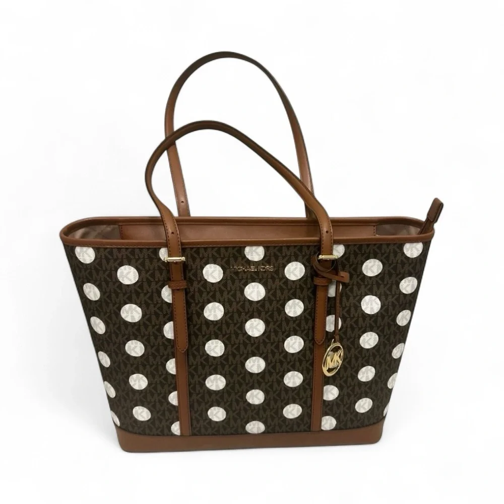 Michael kors Brown and White Polka Dot Women HandBag&suitcase NWT Authentic - Picture 9 of 13